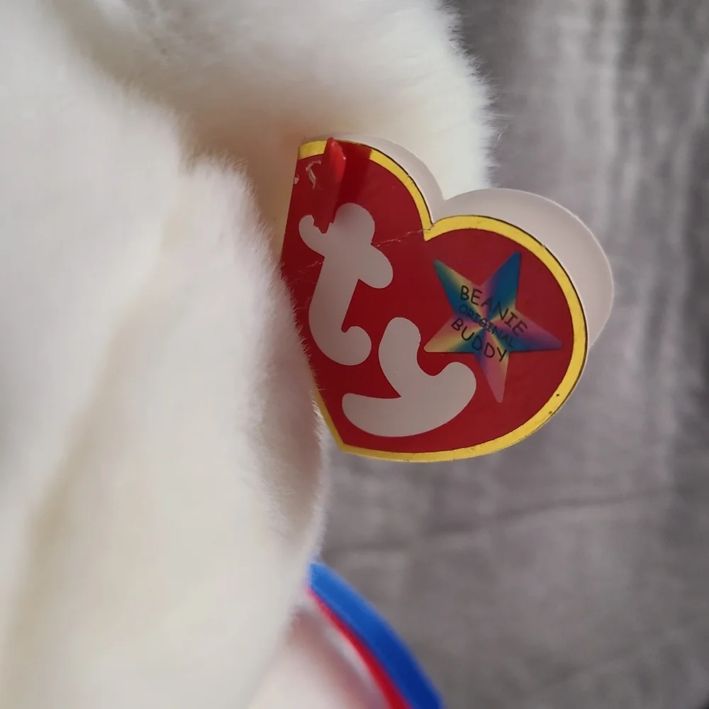 TY‎ Beanie Baby Buddy LIBEARTY the Patriotic White Bear 4th Flag Liberty Vintage